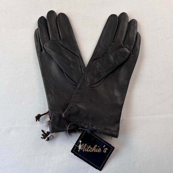 Mitchie's Matchings Vintage Sheeps Leather Brown Gloves Women's size 7.5 NWT - Picture 2 of 5